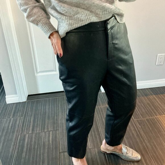 HUDSON black faux leather crop pant (like new) size small - Picture 10 of 12